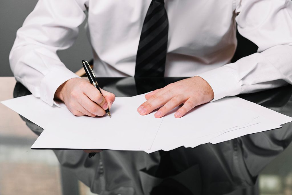 Employee writing office